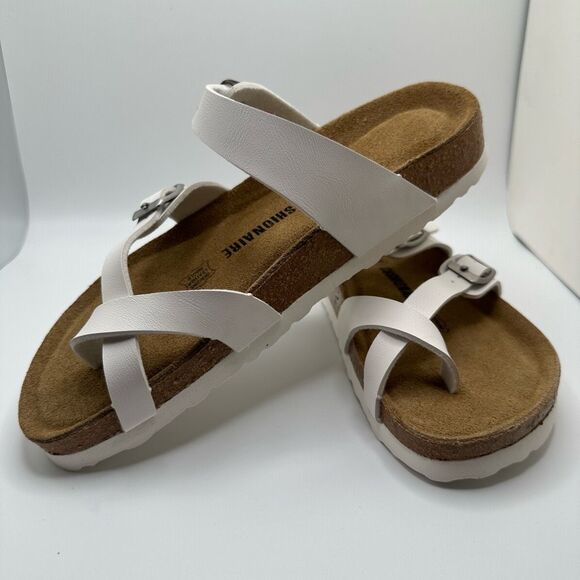 CUSHIONAIRE Women's Cork Footbed Sandal With +Comfort 7 WHITE - Picture 7 of 7